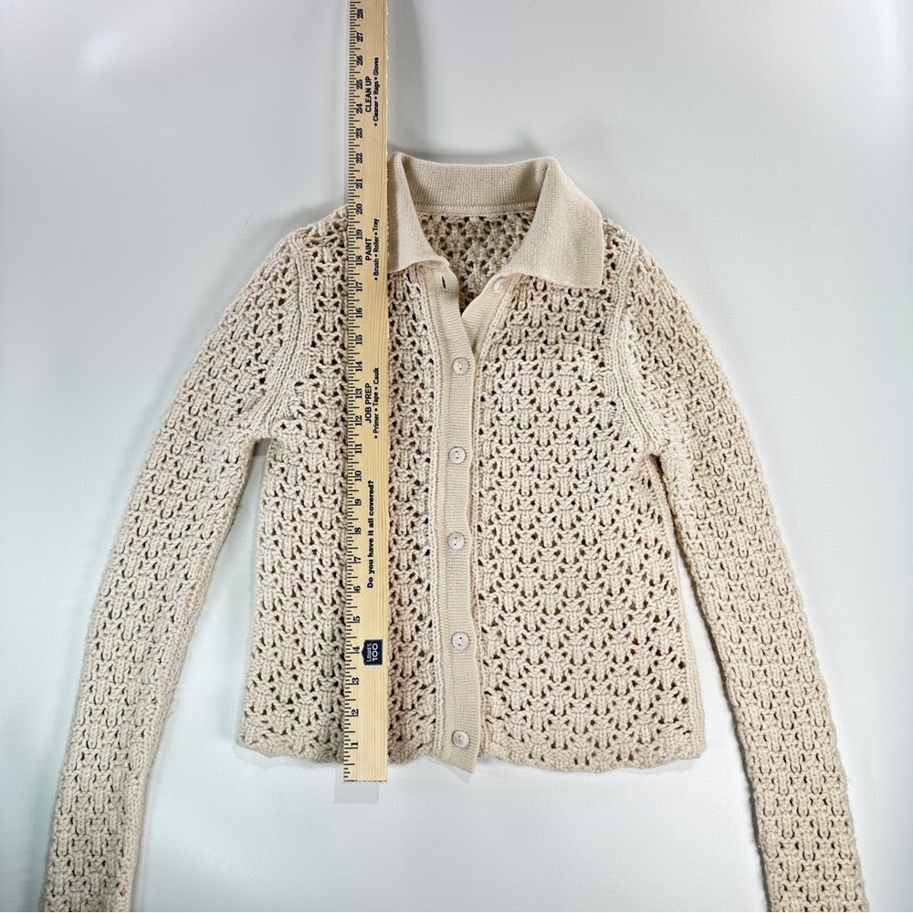 Vince Cashmere Cardigan XS Open Knit Lightweight Cream - Picture 11 of 11